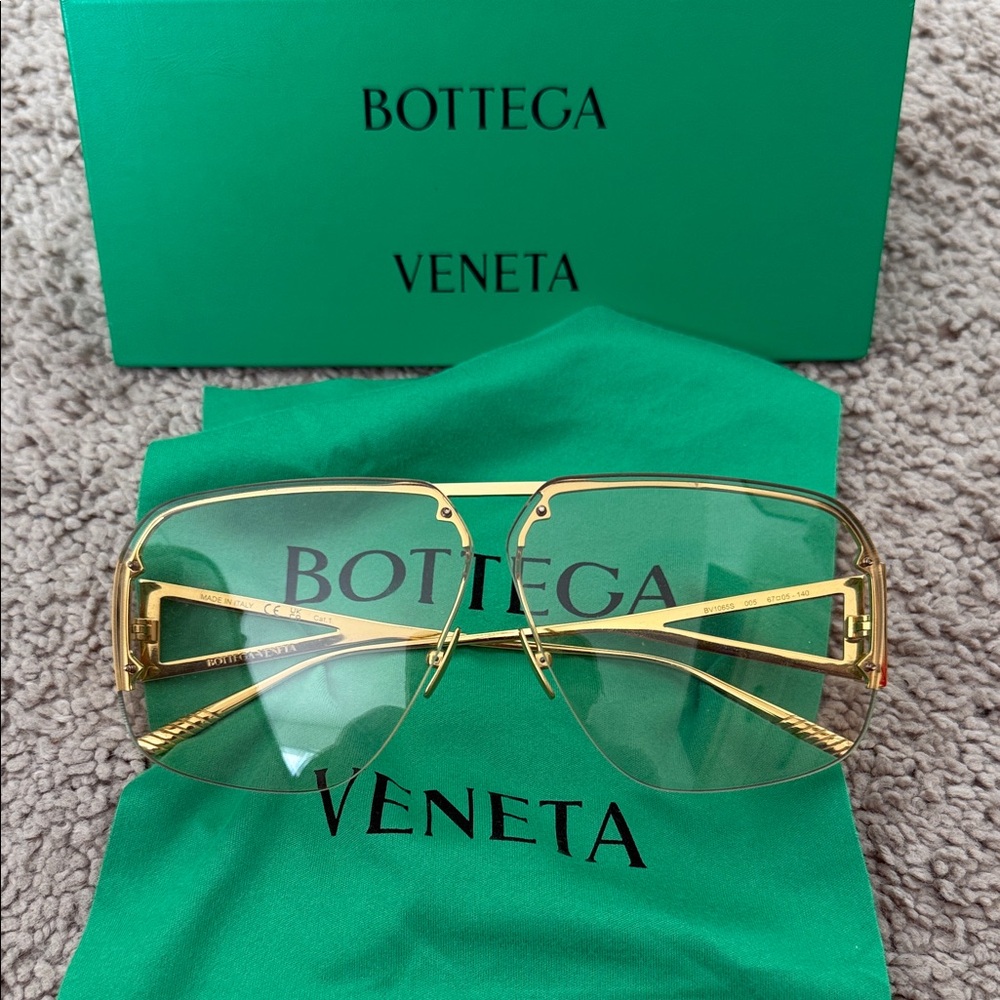Bottega Veneta Gold Aviator Glasses